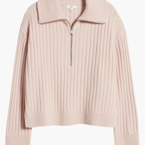 Quarter Zip Cotton Blend Rib Sweater from BP.